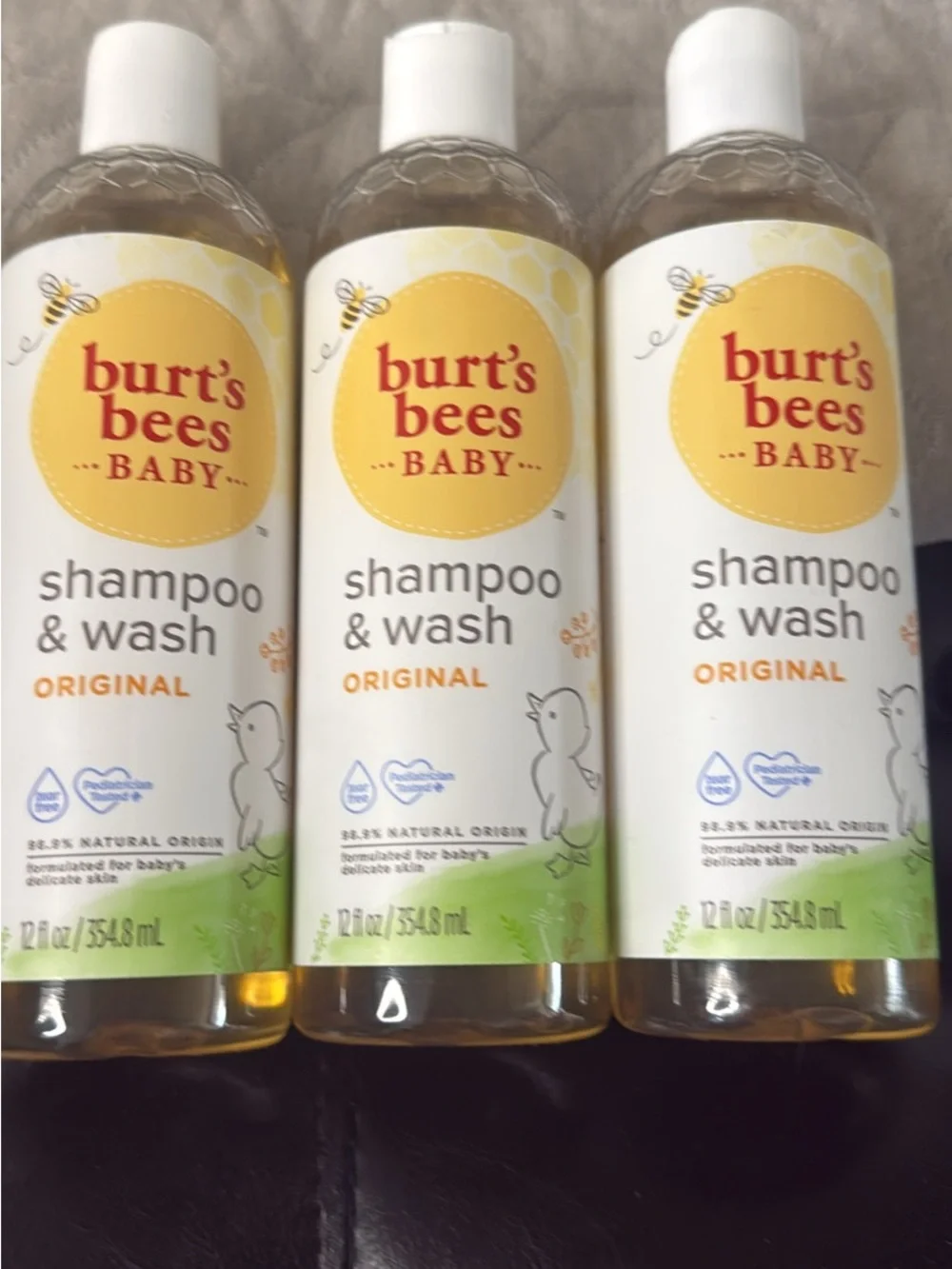 Burt's Bees Baby Original Shampoo & Wash Bundle (3 Bottles) New